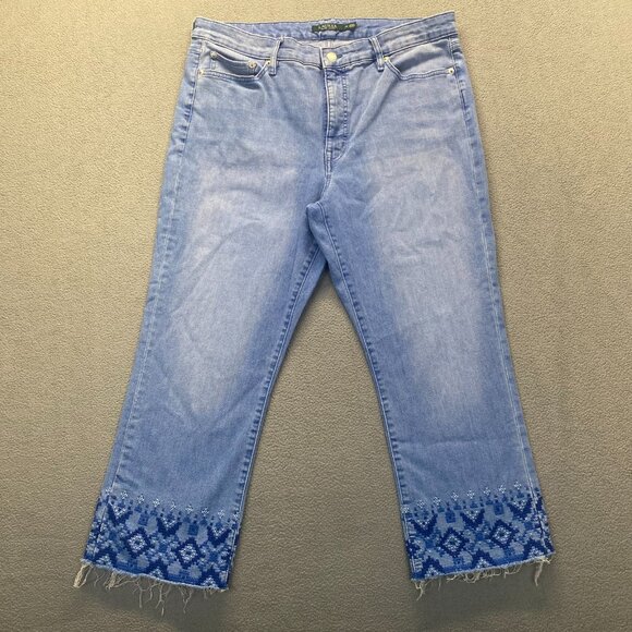 Ralph Lauren Embroidered Blue Straight Crop Jeans Size 16,Stretch,Capri pant - Picture 4 of 12